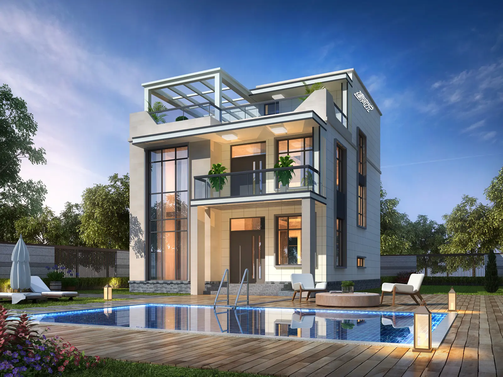 乡墅帮三层现代露台乡墅效果图