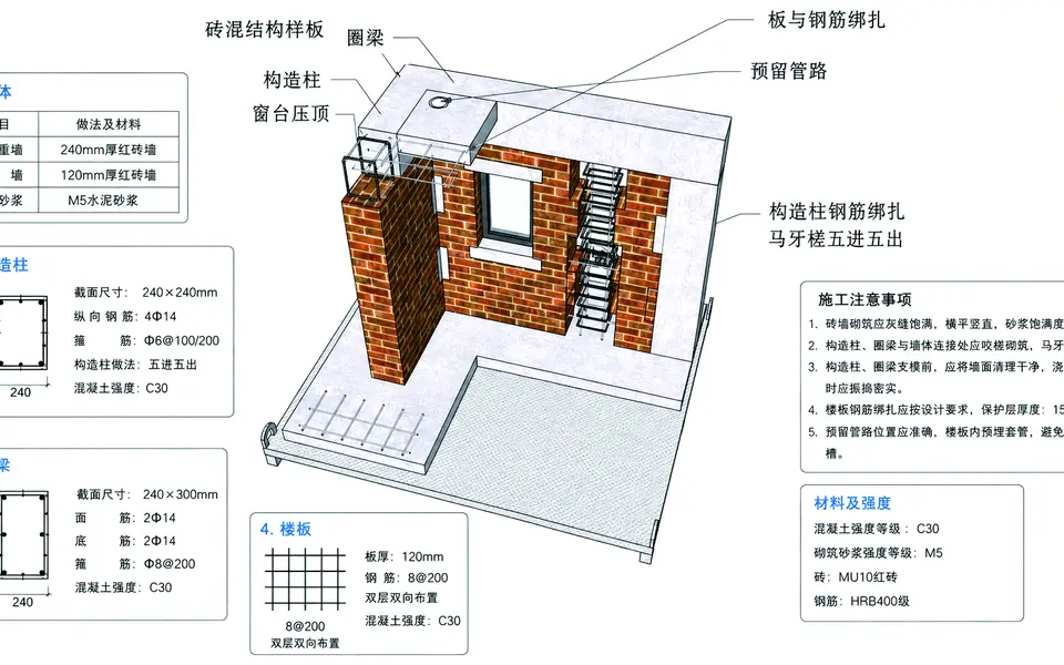 乡墅帮砖混结构施工工艺客户工艺图