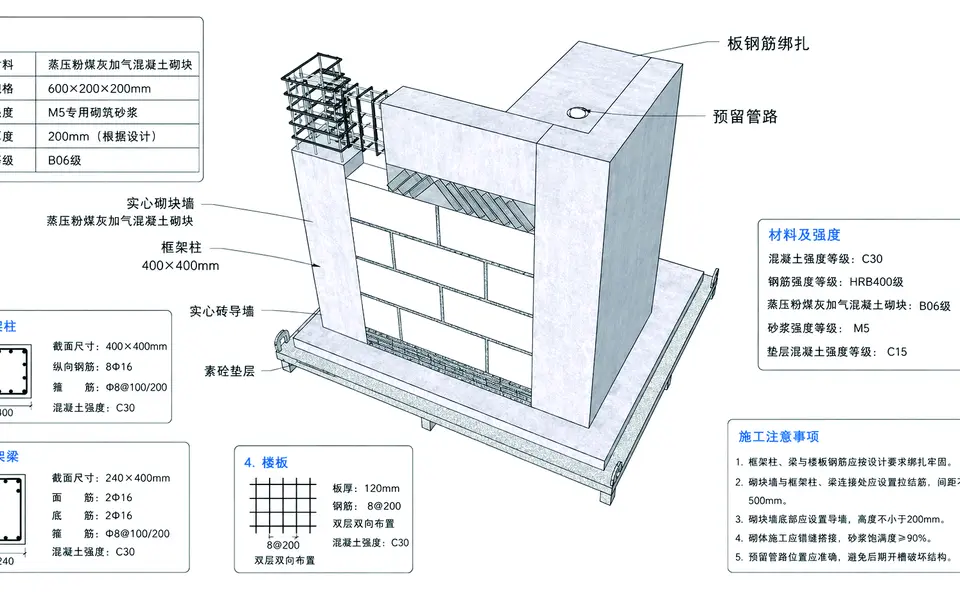 乡墅帮框剪结构施工工艺客户工艺图